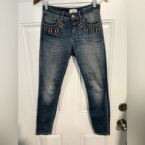 Closed Dark Blue Skinny Jeans with Gold Accents